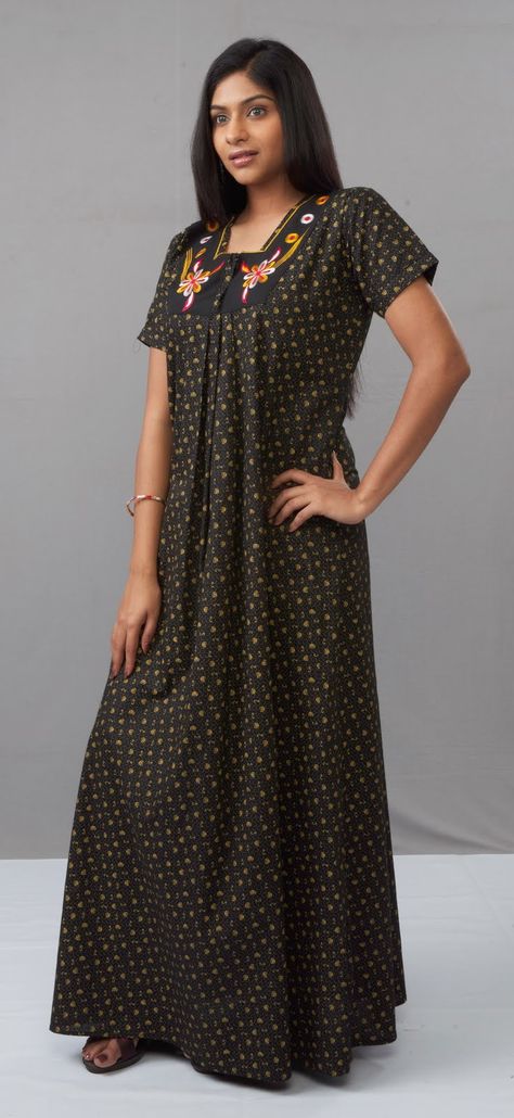 Evening Jumpsuits For Women 2012 | Is your nighty blue and white paisley with long half-sleeves and of ... Nyt Dresses For Women, Cotton Night Dress For Women Indian, Indian Nighty For Women, Feeding Nighty Designs Indian, Nighty Night Dress Indian, Nighty Designs Indian Cotton, Indian Nighty, Night Gown Cotton, Nighty Designs Indian