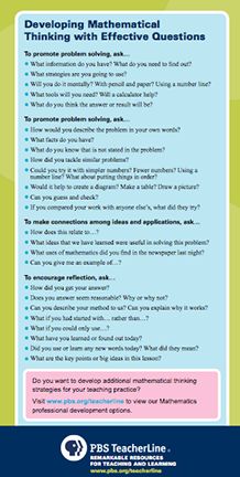 Here's a bookmark with a list of questions to help develop mathematical thinking. Keep this one handy for class discussion and debriefing. Math Discourse, Mathematical Thinking, Class Discussion, Grade 6 Math, Teaching Algebra, Math Coach, Math Blocks, Math Talk, Math Intervention