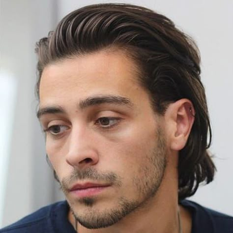 Men Haircuts Long Hair, Hairstyles Pulled Back, Long Slicked Back Hair, Hairstyles Reference, Undercut Haircut, Hairstyles Male, Hair Drawing Reference, Pulled Back Hairstyles, Men's Long Hairstyles