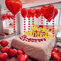 Anniversary Decor At Home, Anniversary Balloons Decorations, Happy Anniversary Decorations, Happy Anniversary Balloons, Birthday Room Surprise, Happy Anniversary Banner, Valentines Day Balloons, Anniversary Balloons, Room Surprise