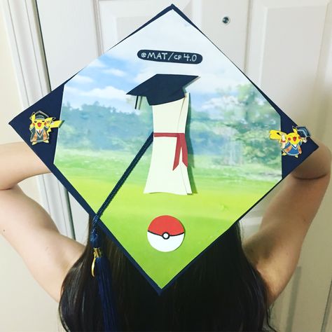 Pokémon Grad Cap, Pokemon Graduation Cap, Pokemon Graduation, Pokemon Cap, Grad 2023, Artsy Crafts, High School Graduation Cap, College Graduation Cap Decoration, Grad Cap Designs