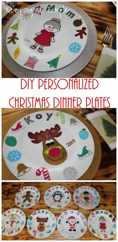 Christmas Family Tradition- DIY Personalized Christmas Dinner Plates.  This is a great family tradition and so much fun for the kids to do, plus they turn out so good! Diy Christmas Plate, Personalized Christmas Plates, Crafty Christmas Gifts, Diy Christmas Mugs, Tradition Christmas, Christmas Dinner Plates, Diy Dinner, Personalized Christmas Mugs, Crafty Christmas