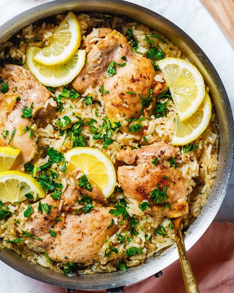 One Pot Chicken and Rice – A Couple Cooks Comforting Recipes, One Pot Chicken And Rice, Comforting Meals, Baked Greek Chicken, Chicken Diet, A Couple Cooks, Easy Chicken And Rice, Radicchio Salad, Sauteed Kale