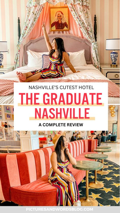 If you're looking for one of the best Nashville hotels, you can't do much better than the Graduate Nashville hotel. Staying at the Graduate Hotel Nashville is truly an experience! It's one of the best Nashville Instagram spots, with plenty of cute pink decor. Definitely check out this property when deciding where to stay in Nashville! Where To Stay In Nashville, Graduate Nashville, Best Nashville Hotels, The Graduate Hotel, Places In Nashville, Graduate Hotel, Nashville Hotels, Usa Bucket List, Vintage Hotels