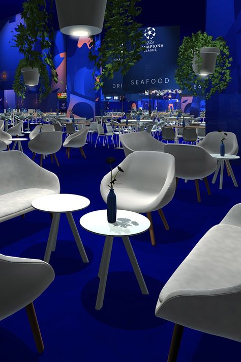 #sport #event #UEFA #VIP #hospitality #design #render #concept #Madrid #village #garden #DJ #club #restaurant #lounge #bar Event Vip Lounge, Vip Club Lounge, Vip Lounge Design, Village Garden, Dj Club, Conference Event, Event Agency, Energy Activities, Club Restaurant