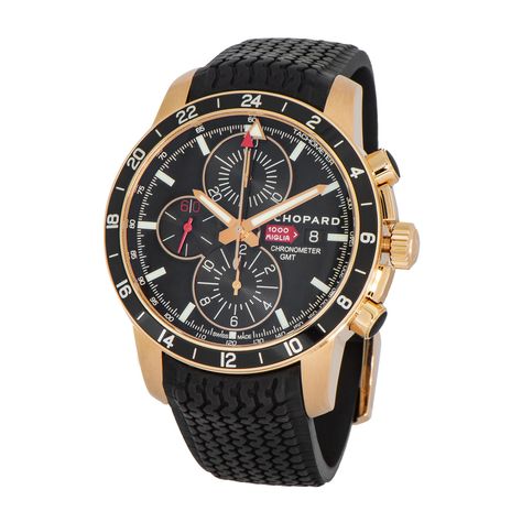 Chopard Mille Miglia Chronograph Automatic // 161288-5001 #Sponsored #began, #Chopard, #work, #watchmaker Best Military Watch, Chopard Watch, Haute Jewelry, Iwc Pilot, Seiko Presage, Modern Vintage Home, Rose Gold Crystal, Mens Watches Black, Rose Gold Case