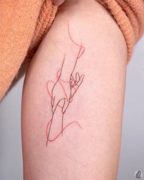 Hands Reaching For Each Other Tattoo, Line Tattoo Women, Right Person Wrong Time Tattoo, Invisible String Tattoo, Grandfather Tattoo, Tats Ideas, Tattoo 2023, Bone Tattoo, Tattoo Time