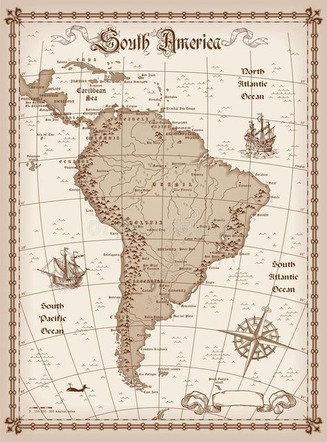 America Map Illustration, America Map Art, Latin America Map, Peru Map, Maps Aesthetic, Fantasy Map Making, South America Map, Map Tattoos, Map Illustration