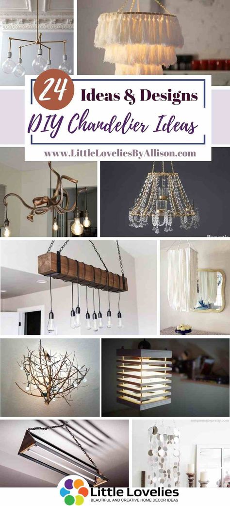 Having a chandelier is one way to bring life to your home. Buying a chandelier can be a bit high for some. Some chandeliers can cost up to $1000, why spend so much on a chandelier when you can make one for yourself? I have put together a list of 24 Homemade DIY Chandelier Ideas that you can easily DIY. Go through my list, make your pick, and start creating. 1. #chandelier Diy Dining Room Chandelier, Diy Chain Chandelier, Making A Chandelier, Diy Chandelier Ideas, Chandelier Diy Crystal, Homemade Chandelier, Diy Drum Shade, Diy Chandeliers, Deer Antler Chandelier