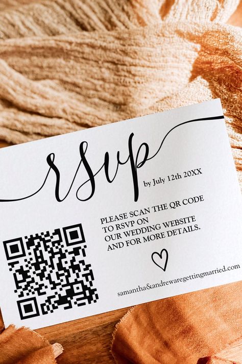 Simple black white wedding rsvp Qr code photo Enclosure Card Rsvp Qr Code, Qr Code Photo, Rsvp Invitation, Black White Wedding, Invitation Ideas, Rsvp Wedding Cards, Wedding Rsvp, Wedding Invites, Wedding Website