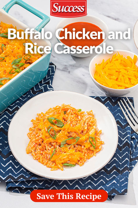 Spice up your weeknight meal prep with this easy, cheesy Buffalo Chicken & Rice Casserole recipe! Buffalo Rice Recipe, Buffalo Chicken And Rice Casserole, Buffalo Chicken And Rice, Weeknight Meal Prep, Buffalo Chicken Rice, Chicken Rice Casserole Recipes, Cheesy Buffalo Chicken, Delish Dinners, Fat Coffee