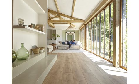 Open Plan Kitchen Living Room, Open Plan Kitchen, House Flooring, White Wood, Modern House Design, Living Room Kitchen, Wood Floors, Decor Inspiration, Modern House