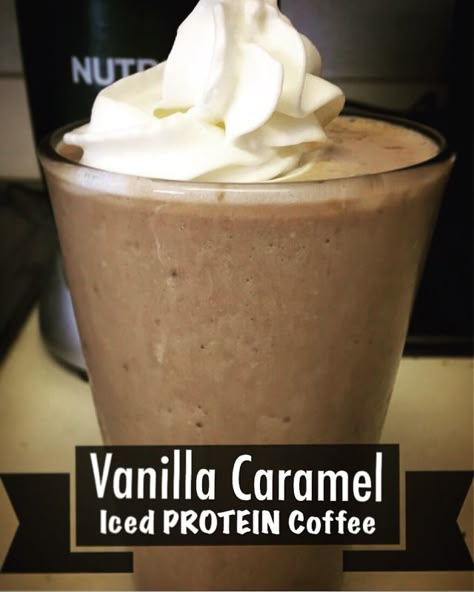 LOW-Calorie HIGH-Protein Vanilla Caramel Iced Coffee! | Skinny Fat Girl Iced Protein Coffee, Caramel Iced Coffee, Iced Coffee Protein Shake, Coffee Protein Shake, Protein Shake Smoothie, Protein Smoothies, Protein Coffee, Healthy Protein Snacks, Vanilla Caramel