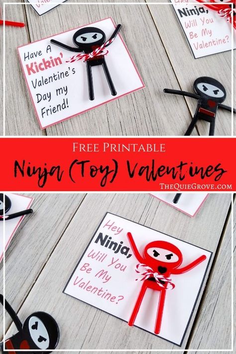 Team these free printable Ninja Valentine cards with those fun bendable Ninja's available over at Oriental Trading Company for great non-candy Valentines.   #NinjaValentine #PrintableValentine #noncandyValentine Ninja Valentine, Candy Valentines, Fun Valentines Day Ideas, Valentine's Day Printables, Valentines Printables Free, Easter Birthday, Party Printables Free, Free Digital Scrapbooking, Printable Activities For Kids