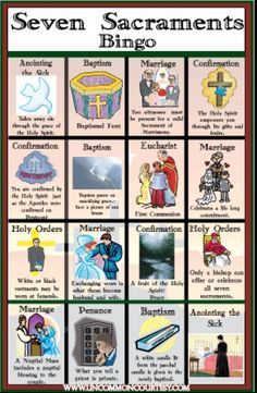 Seven Sacraments Bingo Sacraments Activities, The Seven Sacraments, Ccd Activities, 7 Sacraments, Catholic Kids Crafts, Holy Orders, Religion Activities, Seven Sacraments, Catholic Sacraments