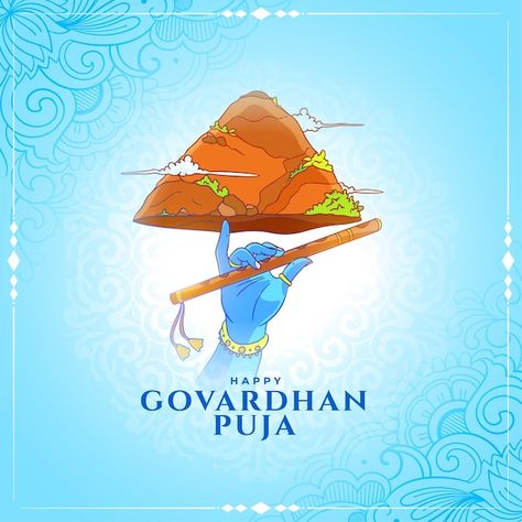 Free vector beautiful hindu festival gov... | Free Vector #Freepik #freevector #religious #background #mountain #god Happy Govardhan, Govardhan Puja, Hindu Festival, Mutual Funds, Background Design Vector, Assignment Help, Background Design, Krishna, Festival