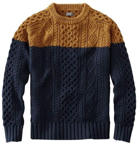 Our favorite part of this Irish-inspired fisherman's sweater is the authentic stitchwork - it gives it rich texture and a timeless look. L.L.Bean Men's Signature Cotton Fisherman Sweater, Colorblock Sweater Design For Men, Winter Pullover Outfits, Snapback Hats Men, Sweater Outfits Men, Mens Sweaters, Men's Sweatshirts, Fisherman Sweater, Knit Men, Knitwear Men