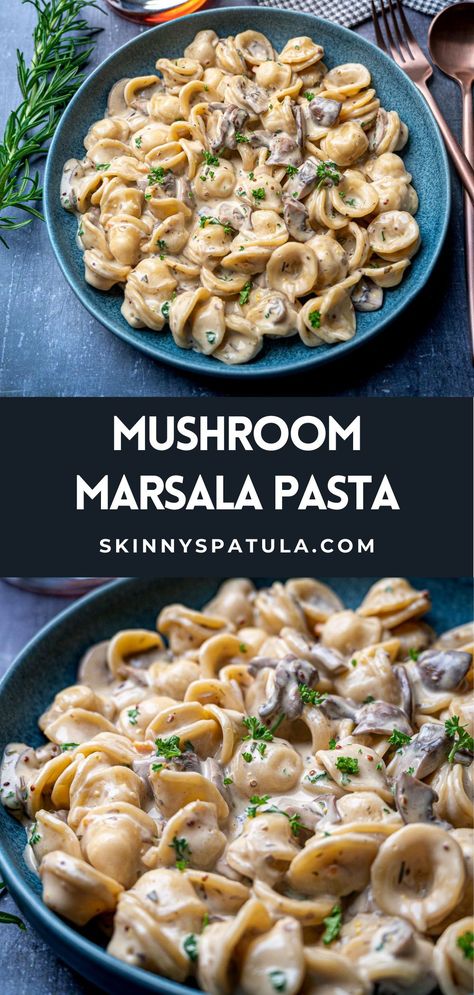 This creamy mushroom Marsala pasta is a delicious vegetarian dish that’s luxurious and simple to make at the same time. A rich, flavorful marsala sauce makes this pasta the kind of gourmet meal that you’ll want to make over and over again. Mushroom Marsala Pasta, Pasta With Parmesan Cheese, Marsala Pasta, Mushroom Marsala, Cozy Winter Night, Authentic Italian Pasta, Pasta Appetizers, Marsala Sauce, Mushroom Recipes Pasta