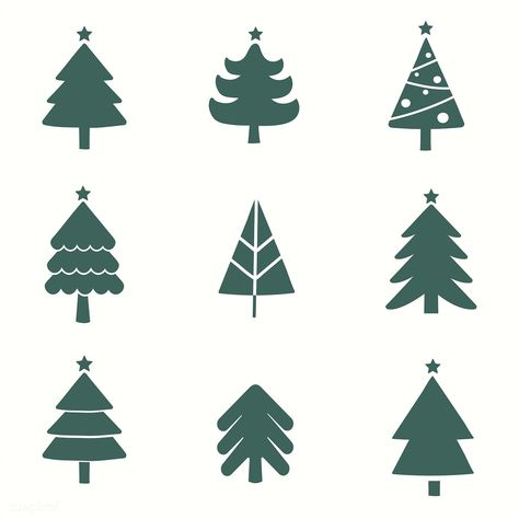 Set of Christmas tree design elements vector | free image by rawpixel.com Christmas Tree Plant, Realistic Christmas Trees, Christmas Tree And Fireplace, Cartoon Christmas Tree, Merry Christmas Background, Watercolor Christmas Tree, Doodle Design, Christmas Plants, Christmas Tree Branches