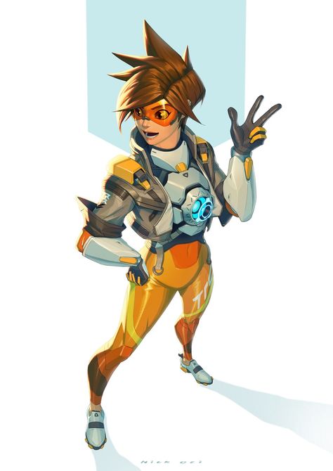 Tracer Fanart, Overwatch Game, Tracer Overwatch, Illustration Practice, Thinking Too Much, Overwatch Drawings, Illustration Process, Overwatch Tracer, Overwatch Fan Art