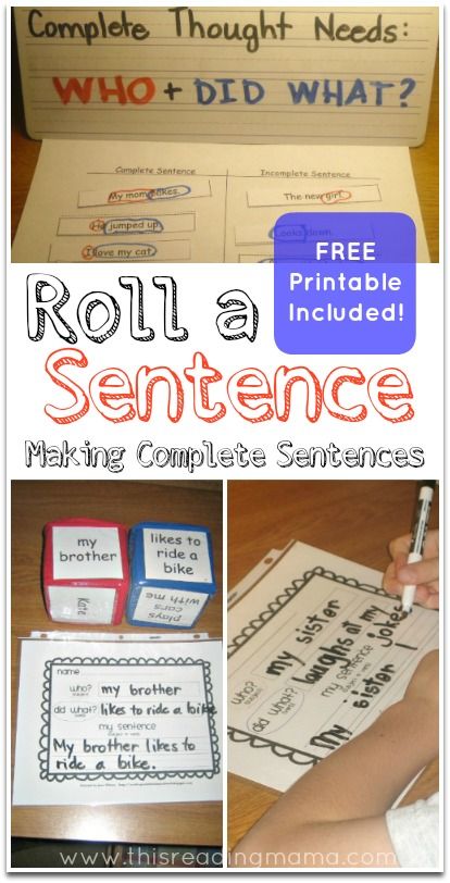 Roll a Sentence ~ Making Complete Sentences FUN {Free Printable Included!} | This Reading Mama Writing Activities For Kids, Making Sentences, Sentence Activities, 2nd Grade Writing, Ela Writing, 1st Grade Writing, First Grade Writing, Classroom Tips, Receptive Language