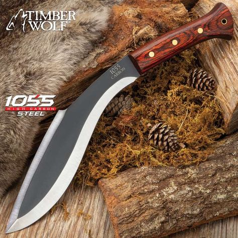 Timber Wolf Heart of Darkness Kukri Knife with Sheath - BUDK.com Wolf Heart, Kukri Knife, Dark Jungle, Heart Of Darkness, Knife Patterns, Sharp Knife, Timber Wolf, Dark Heart, Axes