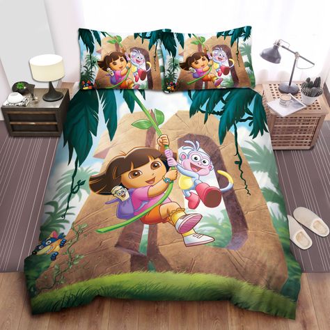 Dora The Explorer Tree Swinging Duvet Cover Bedroom Sets Comfortable Bedding Sets Check more at https://hearthtops.com/product/dora-the-explorer-tree-swinging-duvet-cover-bedroom-sets-comfortable-bedding-sets/ Free Motion Pattern, Comfortable Bedding, Bed Swing, Birthday Thanksgiving, Bedding Duvet, High Quality Bedding, Bedding Essentials, Dora The Explorer, Duvet Bedding Sets