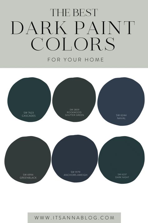 Best Dark Paint Colors, Sherwin Williams Dark Night, Paint Color Of The Year, Airport Office, Punch Party, Interior Wall Colors, Dark Blue Paint, Dark Paint Colors, Dark Paint