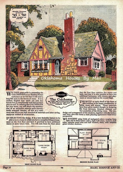 Storybook Architecture, Attic Addition, Architecture Cottage, Sears House Plans, Sears Catalog Homes, Sears Homes, Sears Kit Homes, Tudor Homes, Vintage Floor Plans