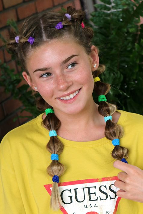 Hair Ideas For Summer, Bubble Braid Tutorial, 2017 Hair Trends, Hair Clips 90s, Bubble Braid, Bubble Bubble, Rave Hair, Bubble Braids, Pigtail Braids