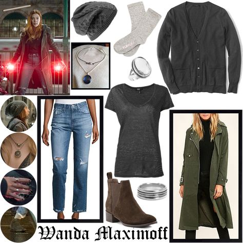 Wanda Maximoff Aesthetic Outfit, Scarlet Witch Outfit Ideas, Wanda Maximoff Outfit Inspiration, Scarlet Witch Inspired Outfits, Wanda Maximoff Outfit Ideas, Wanda Maximoff Outfit, Marvel Halloween Costumes, Marvel Inspired Outfits, Teen Wolf Outfits