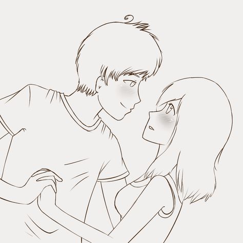 Cute couple drawing, wishing that this was me and my crush. or what he would do to me Easy Couple Sketches, Cute Love Sketches, Cute Couple Sketches, Cute Drawings Of Love, Easy Girl, Tree Drawings Pencil, Cartoon Drawings Of People, Cartoon Drawings Of Animals, Sketches Of Love