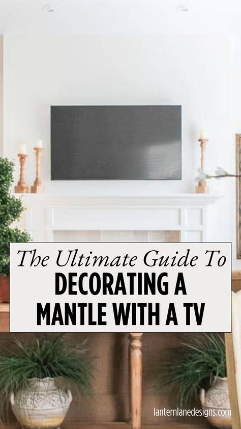 Modern Fireplace Mantle Decor With Tv, Decorated Mantles Ideas Living Rooms, Mantel Decorating Ideas With Tv Everyday, Mantle With Tv Decor, Mantel With Tv Decorating Ideas, Mantels With Tv Above, Mantel Decor With Tv, Mantle With Tv Decorating Ideas, Style A Mantle