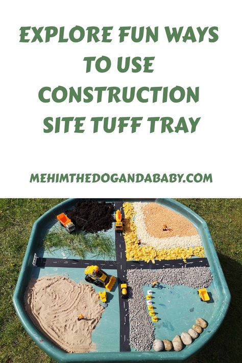 Another Tuff Tray idea that can be easily set up from things you have around the house and garden is a Construction Site! Tuff Tray Ideas Toddlers, Bognor Regis, Great Yarmouth, Disneyland (paris), Tuff Tray, Tray Ideas, House And Garden, Messy Play, Holiday Park