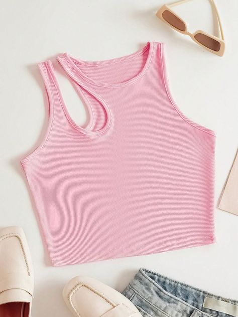 Shein Fits, Dream Wishlist, Top Rosa, Solid Tank Tops, Rose Pale, Women Tank Tops, Elegant Blouses, Top Tank, Womens Basic