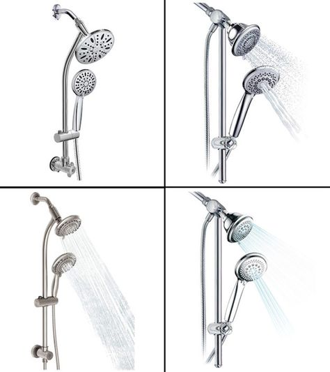 Shower Head And Handheld Combo, Dual Head Shower Ideas, Duel Head Shower Ideas, Shower Systems With Handheld, Handheld Shower Head With Slide Bar, Dual Shower Heads Master Baths, Shower Head Placement, Shower Heads With Handheld, Shower System With Handheld