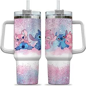 Stitch Tumbler Cup, Lilo And Stitch Tumbler, Stitch Cup, Stitch Coffee, Stitch Tumbler, Stitch Gifts, Pink Stitch, Coffee Travel Mug, Stitch Gift