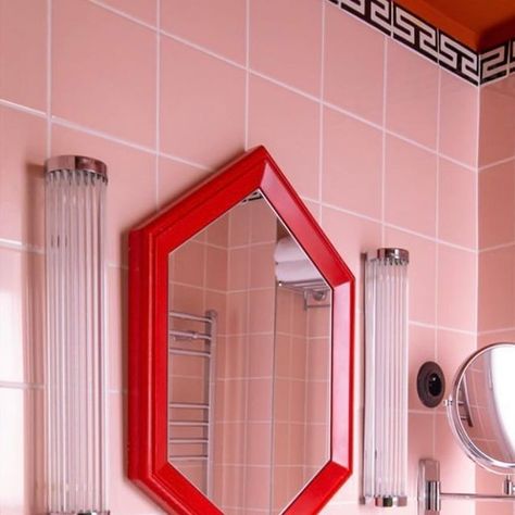 Sarah Watson on Instagram: "@lukeedwardhall designed a hotel in Paris @hoteldeuxgares in case you didn’t know

It’s a riot of colour. 

Luke used our (expensive,
hand made) greek key tiles as a border throughout the bathrooms - and mixed these with much more affordable brightly coloured machine made wall tiles. And it’s very clever. The first batch of rooms were done in solid colours. A second batch of rooms have used checkerboard pattern but the border carries through. 

Thanks Luke - its very clever. We often point to this now when clients want hand made tile but don’t always have the budget or Lead-times that it requires. 

Still hoping to get here to see in person later this summer." Hand Made Tile, Still Hoping, Striped Tile, Hotel In Paris, Checkerboard Pattern, Paris Hotels, Greek Key, Lorraine, Wall Tiles