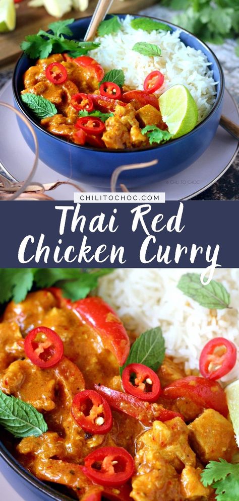 Coconut Curry Chicken Recipes, Curry Chili, Curry Chicken Recipe, Red Curry Recipe, Thai Curry Recipes, Thai Chicken Curry, Red Curry Sauce, Red Curry Chicken, Curry Recipes Easy