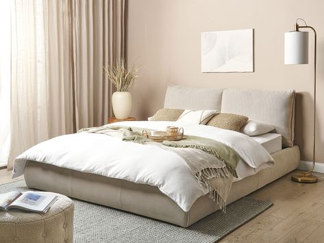 Doppelbett VINAY Beliani Bed, Beige Bed Frame, Bedroom Beige, Beige Bed, Bedroom Bed, Bed Frame, Bedroom, Bed, Design