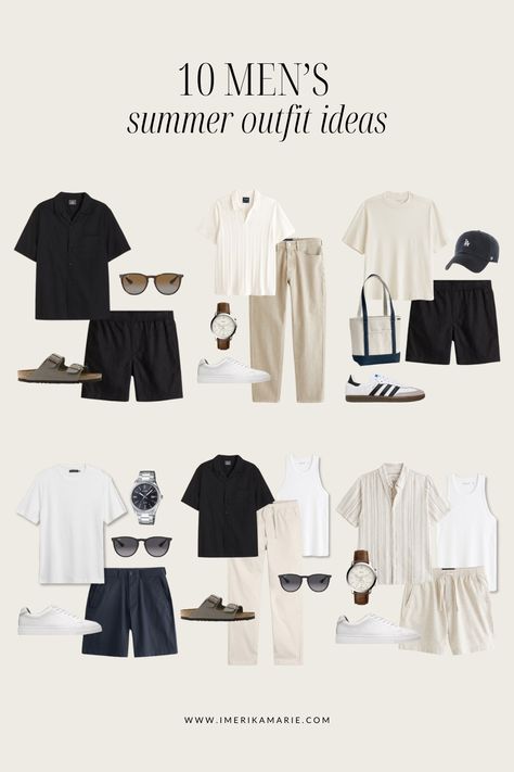 Mens Old Money Casual, Men’s Casual Outfit Ideas, Classy Mens Fashion Summer Casual, Summer Work Outfit Men, Mens Fashion Casual Outfits Summer, Men Summer Outfit Casual Classy, Mens Outfit Inspiration Casual Styles, Men’s Outfits Summer, Greece Outfit Ideas Men