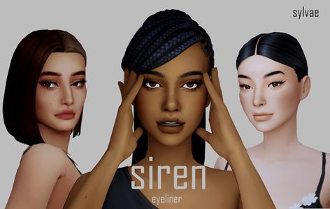 Siren Eyeliner, Siren Eyes, Los Sims 4 Mods, Fun First Dates, Makeup Cc, Sims 4 Cc Makeup, Sims 4 Cc Skin, Free Sims, Sims 4 Mm