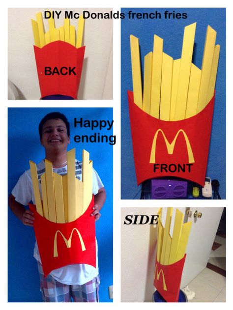 Mc Donalds French Fries, French Fry Costume, Mcdonalds Birthday Party, Food Costumes, Lil Bro, Diy Cardboard, Little Brother, French Fries, Kids Costumes