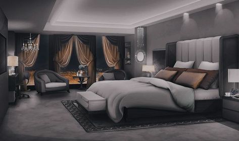 Horror Bedroom, Anime Bedroom Ideas, Mansion Bedroom, Fancy Bedroom, Club Bedroom, Episode Interactive Backgrounds, Episode Backgrounds, Fantasy Rooms, Living Room Background