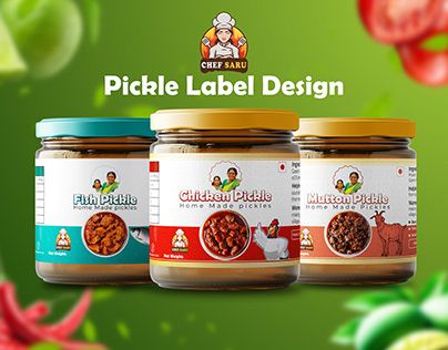 Pickle Label Design, Chicken Pickle, Spice Labels, Spice Bottles, Pickle Jars, Design Label, Spices And Herbs, Jar Labels, Bottle Packaging