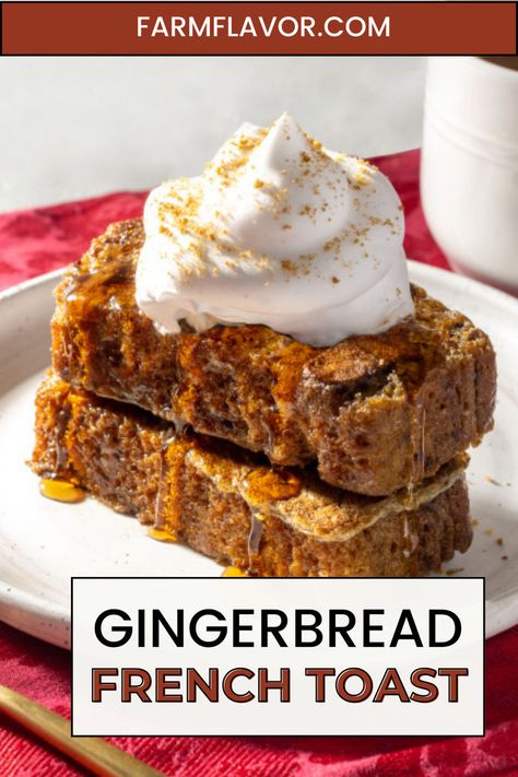 Gingerbread French Toast Holiday Breakfast Recipes, Gingerbread French Toast, Morning Meals, Gingerbread Cake, Holiday Breakfast, Gingerbread Cookie, French Toast Recipe, Cookie Crumbs, Toast Recipes