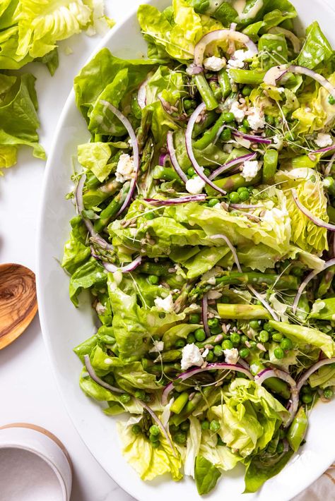 Asparagus And Peas, Buttercrunch Lettuce, Salad Spring, Asparagus Salad Recipe, Lettuce Recipes, Pea Salad Recipes, Beet Salad Recipes, Spring Salad Recipes, Simple Dressing