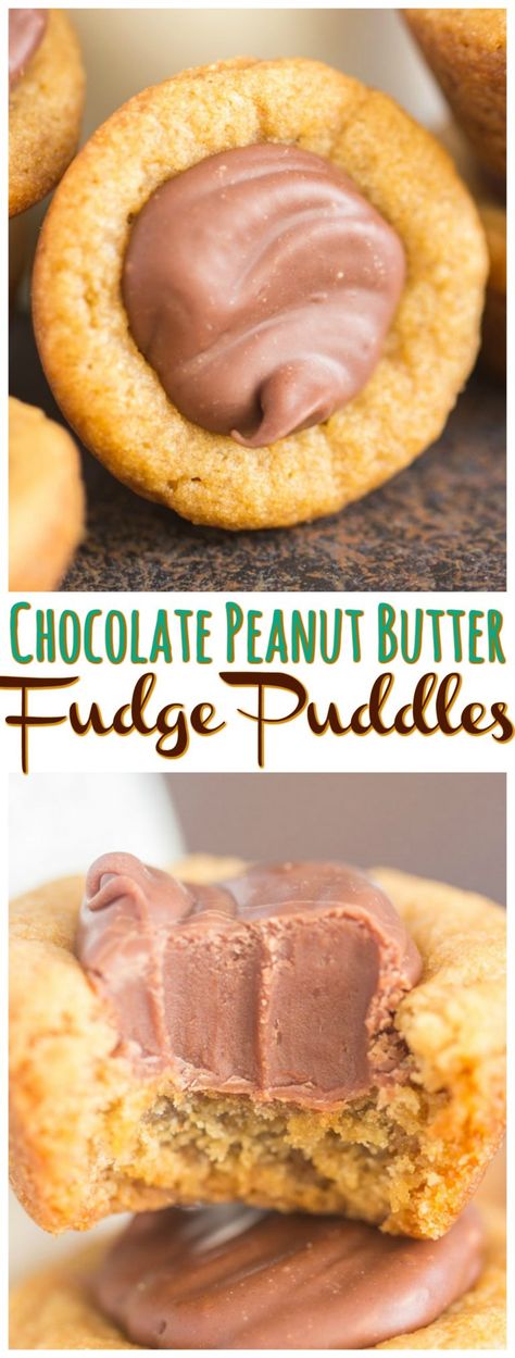 Fudge Puddles, Chocolate Fudge Filling, Fudge Pie, Pies Recipes, Chocolate Peanut Butter Fudge, Chewy Peanut Butter Cookies, Butter Fudge, Butter Recipes, Cookie Time