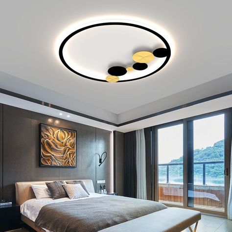 Flush Mount Light Fixture LED Ceiling Lights For Hallway Bedroom Fancy Ceiling Lights, Nordic Rings, Fancy Ceiling, Led Bedroom Ceiling Lights, Modern Ring Design, Wood Ceiling Lamp, Study Home, Lights For Living Room, Led Ceiling Light Fixtures