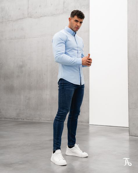 Men's Jeans Outfit, Casual Outfits Men Jeans, Muscle Fit Shirt Men, Outfit Para Hombre Casual Jeans, Stylish Men Casual Classy, Muscle Fit Outfit Men, Shirt And Jeans Outfit For Men, Men Jeans Outfit Classy, Causal Mens Outfits